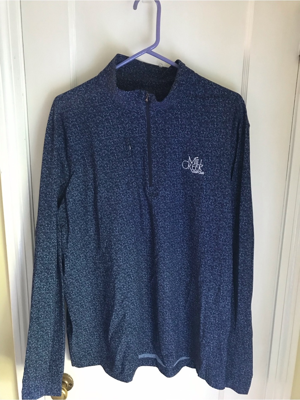 Greg Norman Collection Navy Patterned Quarter-Zip Pullover
